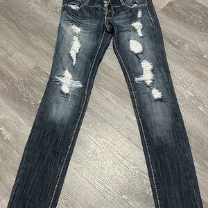 Almost Famous Dark Blue Distressed Skinny Jeans
